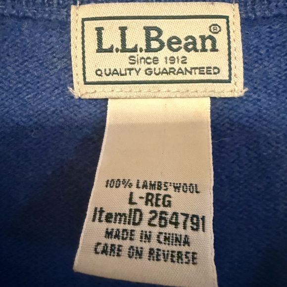 LL Bran Men's Blue Lambs Wool v-Neck SweaterVest SzL Casual - Picture 4 of 11